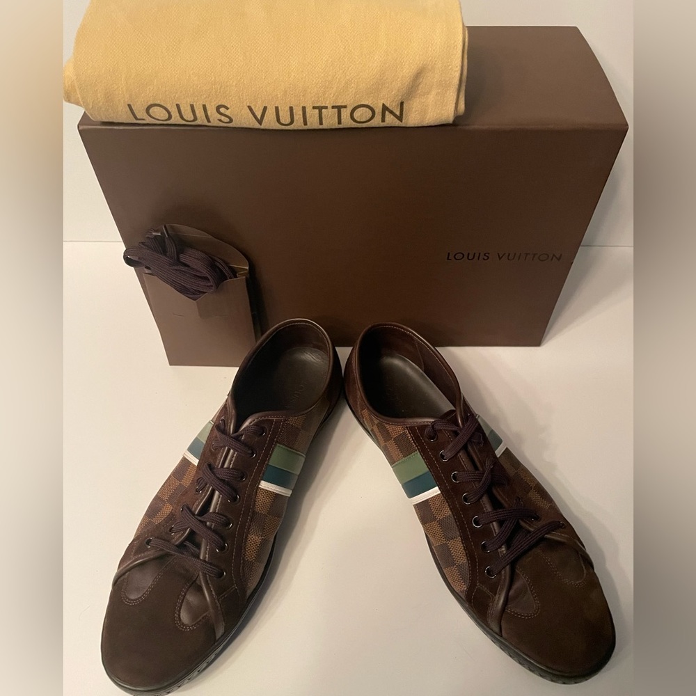 *New great price$$$ Men’s Louis Vuitton Damier Ebene Punchy Ace Low Top Sneakers